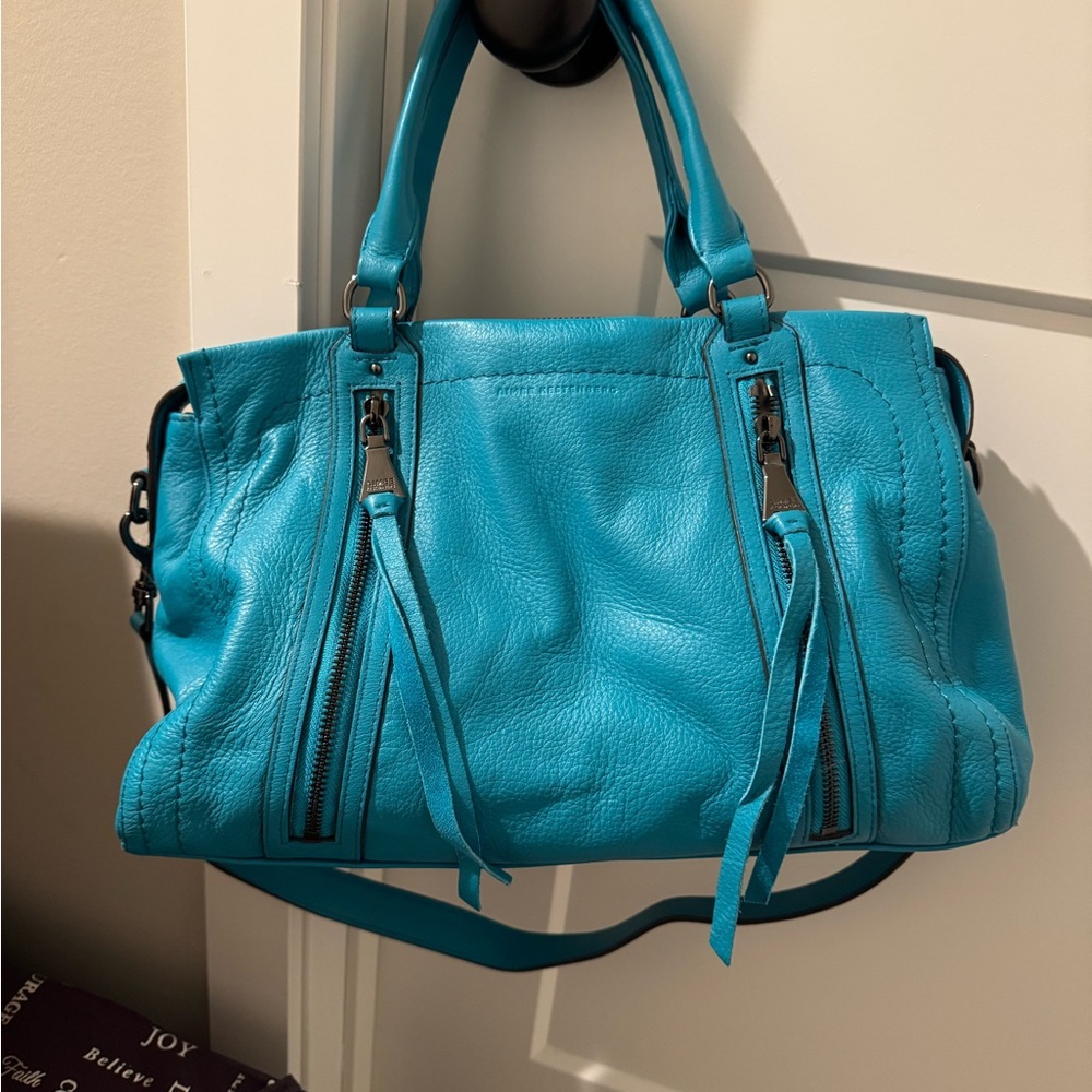 Blue Leather Satchel - Aimee Kestenberg, bird blue